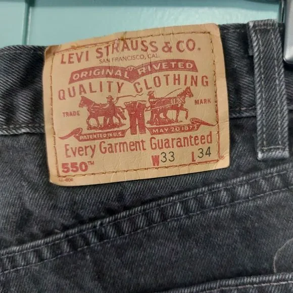 Levi’s Red Tab 550 Relaxed Fit Denim Jeans Men's 30x32.5 Black - Picture 4 of 7